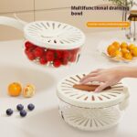 Fruit Drain Basket With Lid Vegetable Washing Bowl Foldable Handle Cleaning Colander Plastic Refrigerator Crisper Kitchen Box Kitchen Gadgets - Image 10