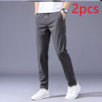 Drawstring Trousers Thin Casual Pants Korean Version Loose Straight Sweatpants Mens Clothing - Image 9
