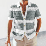 Summer Luxury Fashion New Knitted Shirt Men's Polo Neck Short Sleeve Colored Hollow Breathable Cardigan Men's Top Coat - Image 7