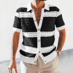 Summer Luxury Fashion New Knitted Shirt Men's Polo Neck Short Sleeve Colored Hollow Breathable Cardigan Men's Top Coat - Image 6
